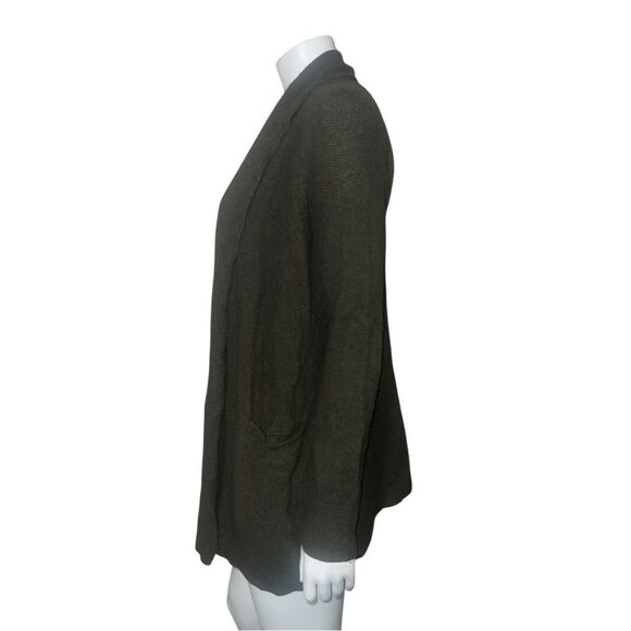 LOFT Ann Taylor Olive Green Ribbed Pocket Open Cardigan Extra Small EUC - Picture 4 of 7